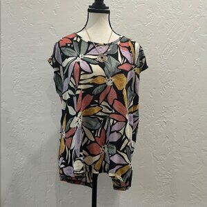 Nicole Miller Multicolor Leaf Print Blouse JT